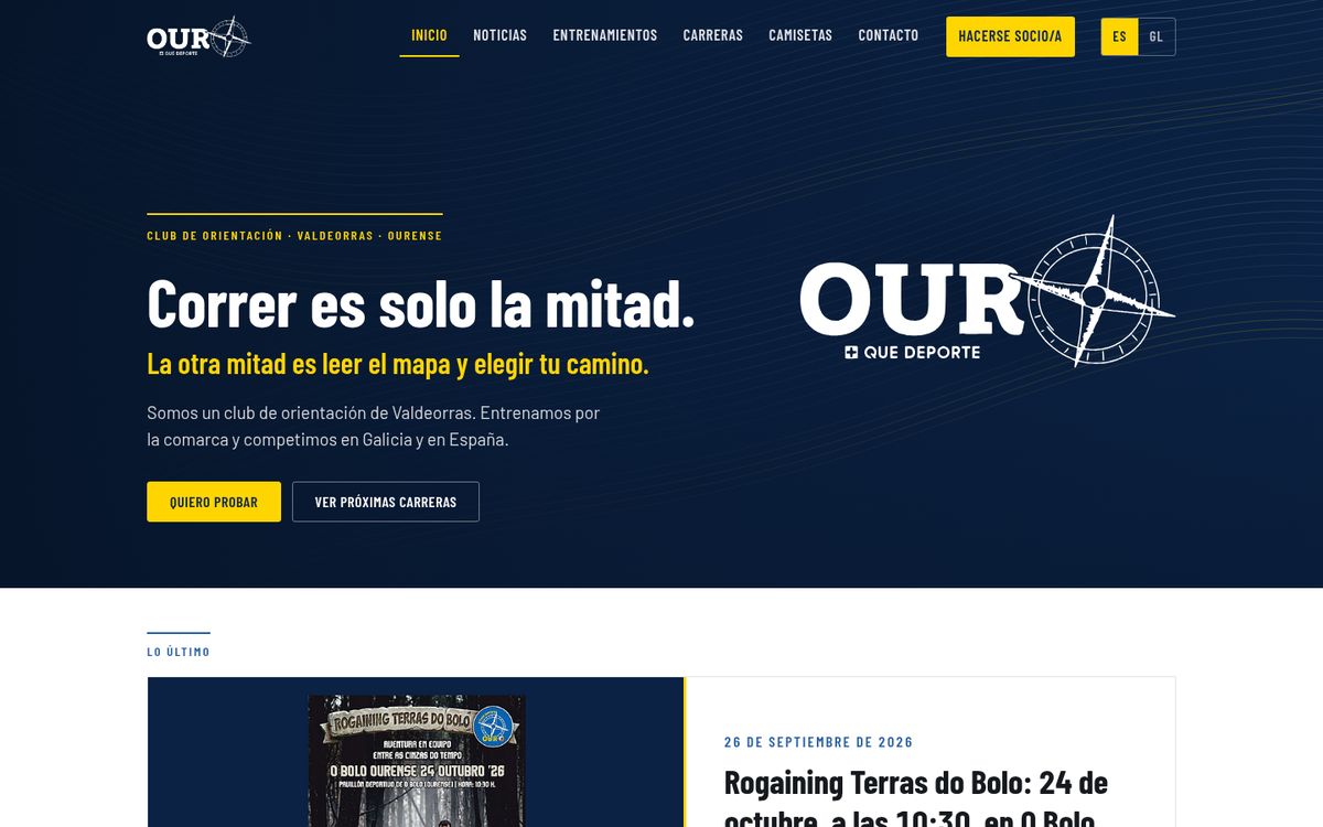 Portada de la web del Club Our-O, clubouro.es